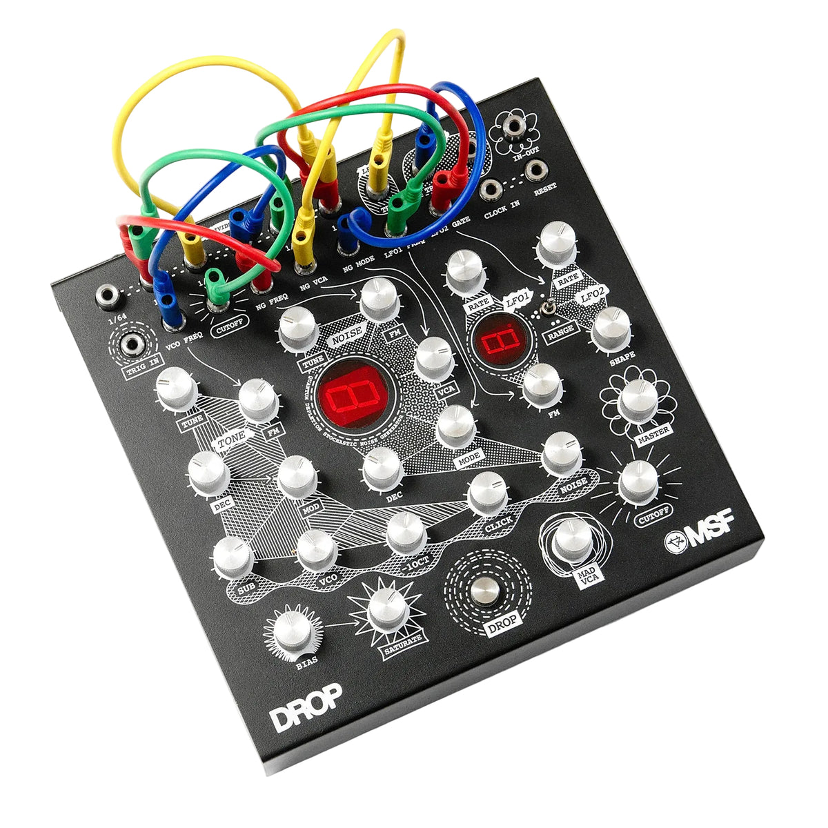 Groovebox y caja de ritmos analógica MSF The Drop con conectores banana