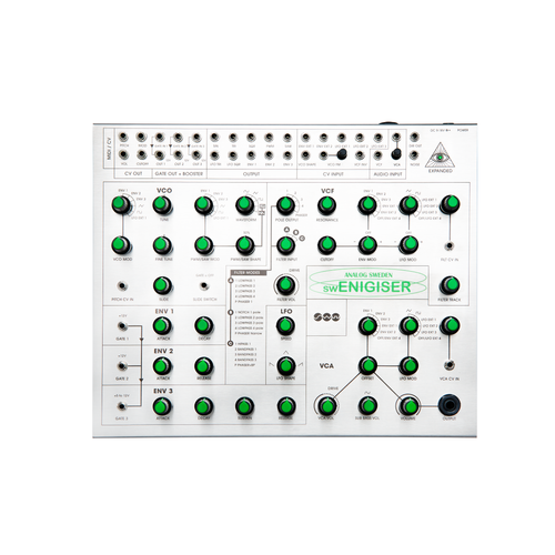 Sintetizador analógico semimodular swEnigiser, panel frontal